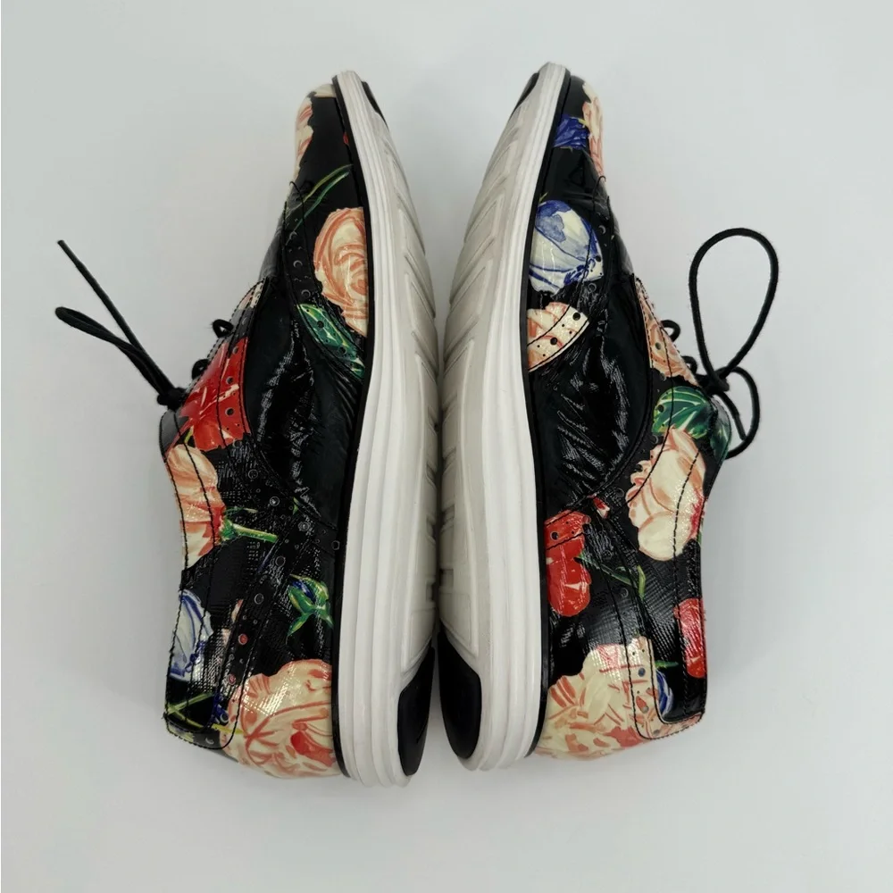 Cole Haan Grand.OS Wingtip Oxford Floral Patent Leather Lace-Up Brogue Shoes